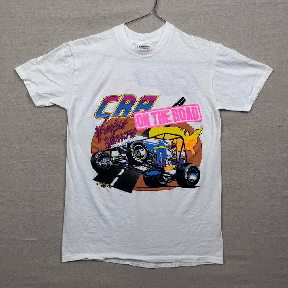 1990 CRA Wingless Warriors On The Road Sprint Car Racing T Shirt Paper‎ Thin